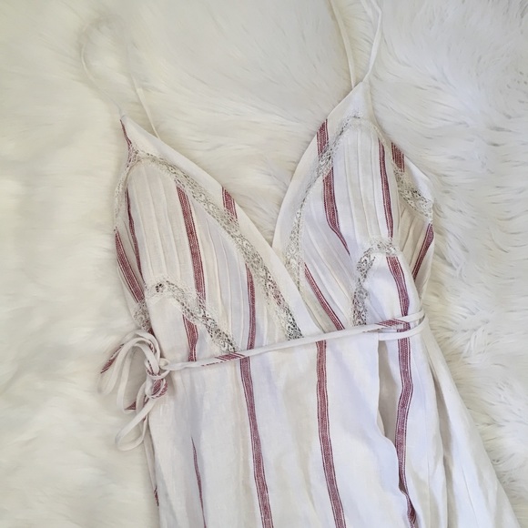 Reformation White and Red Striped Maxi Wrap Dress - Picture 3 of 8